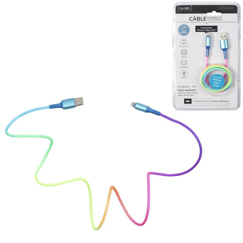 CABLE CHARGE RAPIDE IPHONE RAINBOW